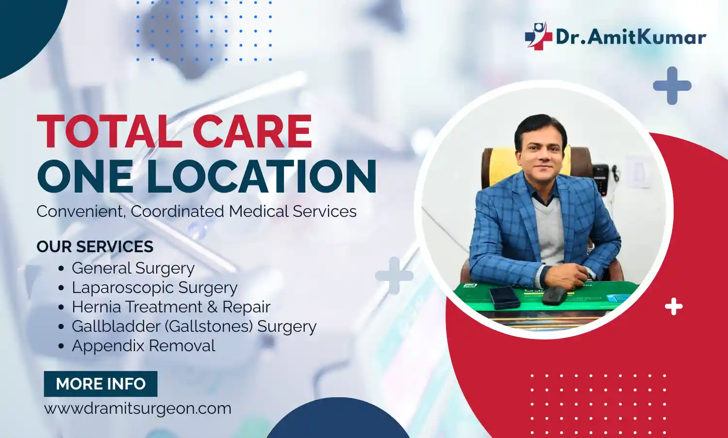 Dr. Amit Kumar – General and Laparoscopic Surgeon Specializing in Hernia, Gallbladder, Appendix, and Piles Treatment