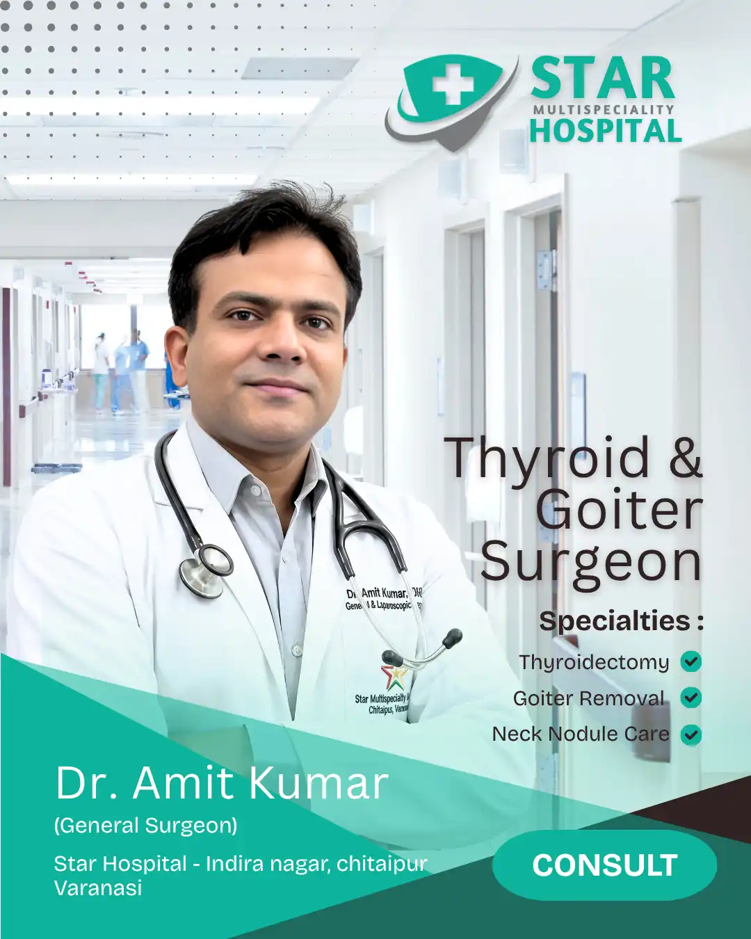 Best Thyroid Surgeon in Varanasi Dr Amit Kumar Star Hospital Goiter Specialist